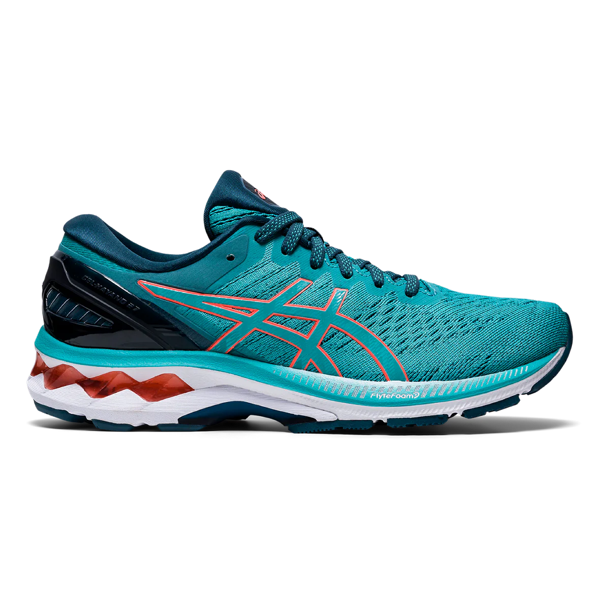 Asics Gel Kayano 27 - Techno Cyan - Sunrise Red
