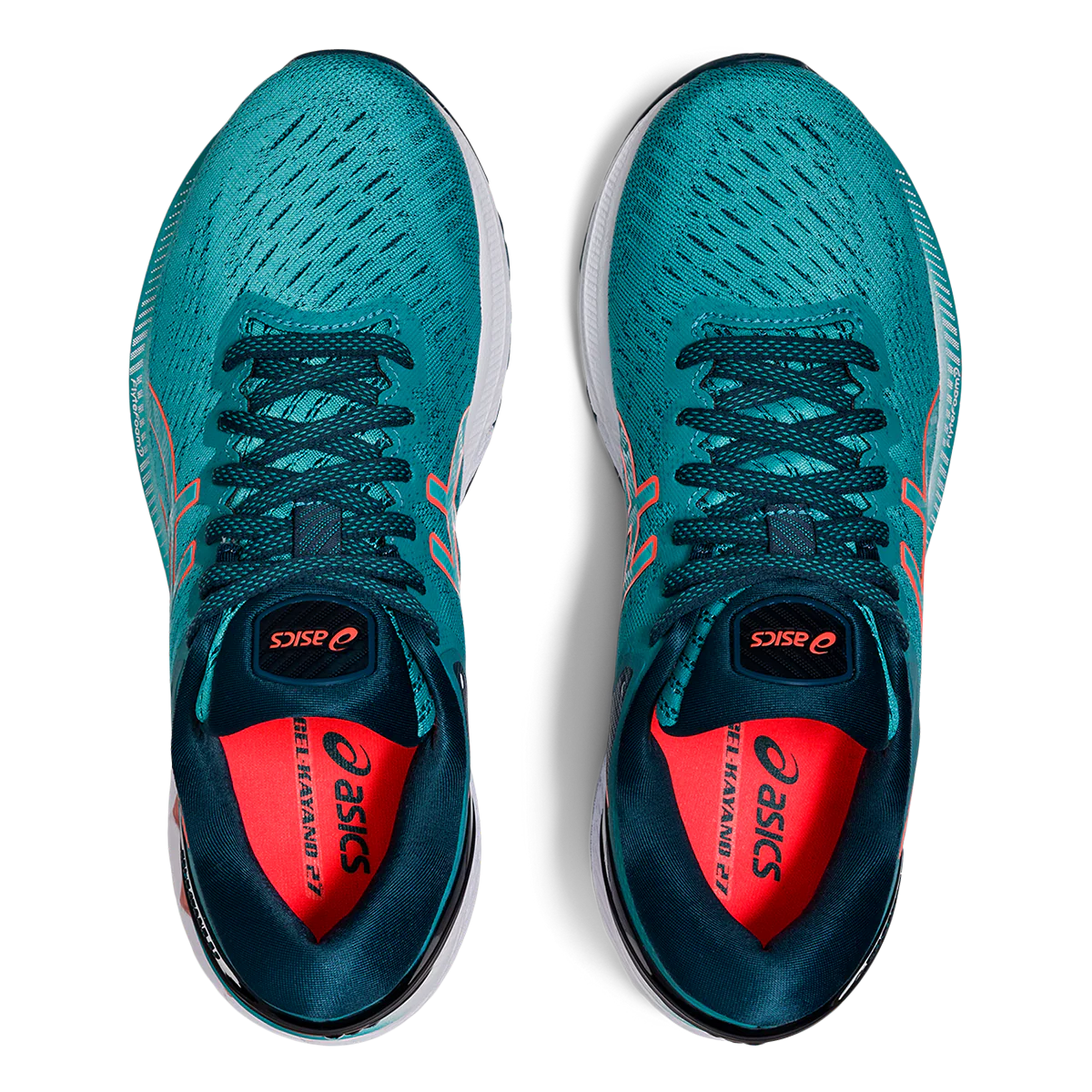 Asics Gel Kayano 27 - Techno Cyan - Sunrise Red - Image 3
