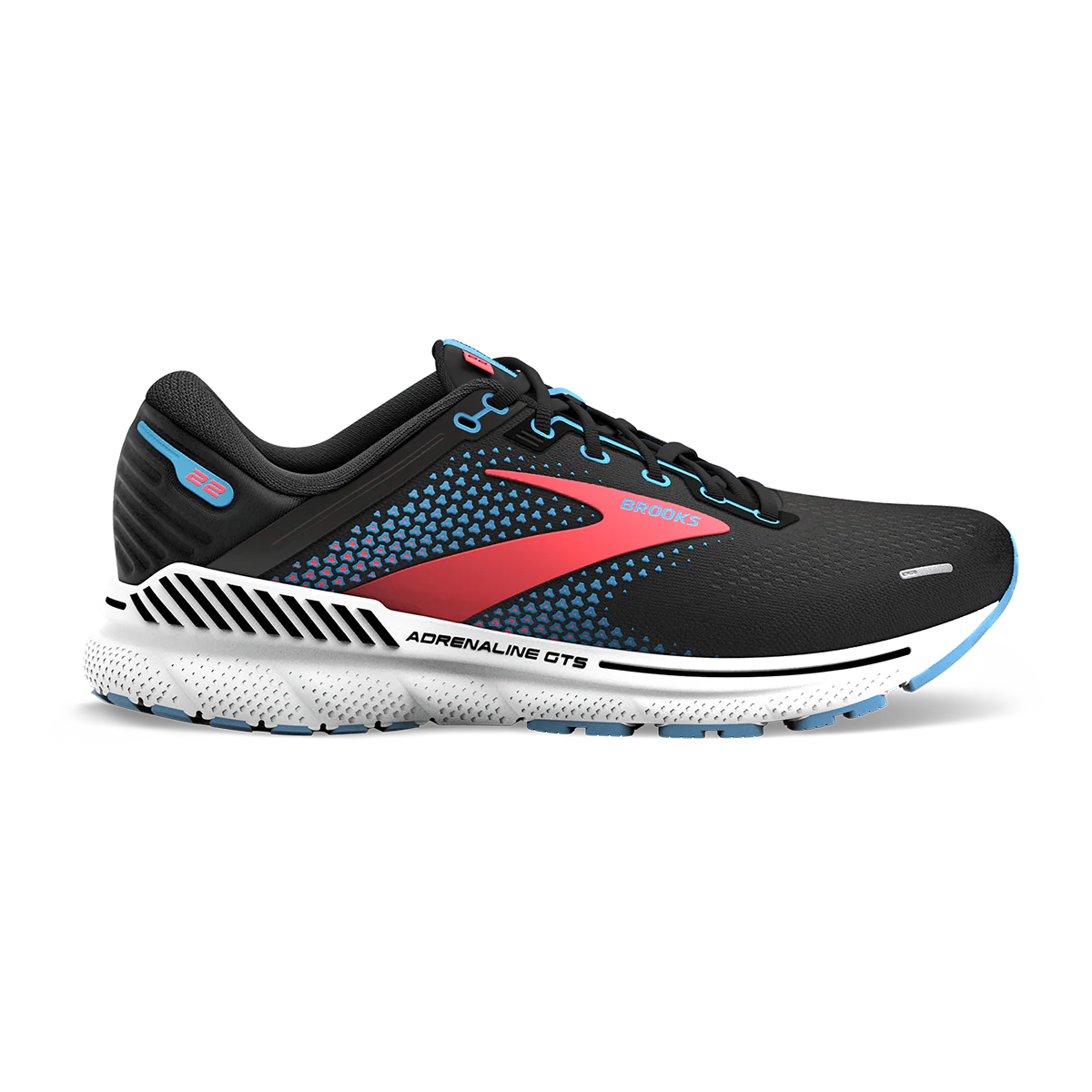 Brooks Adrenaline GTS 22 - Black - Lake Blue - Coral