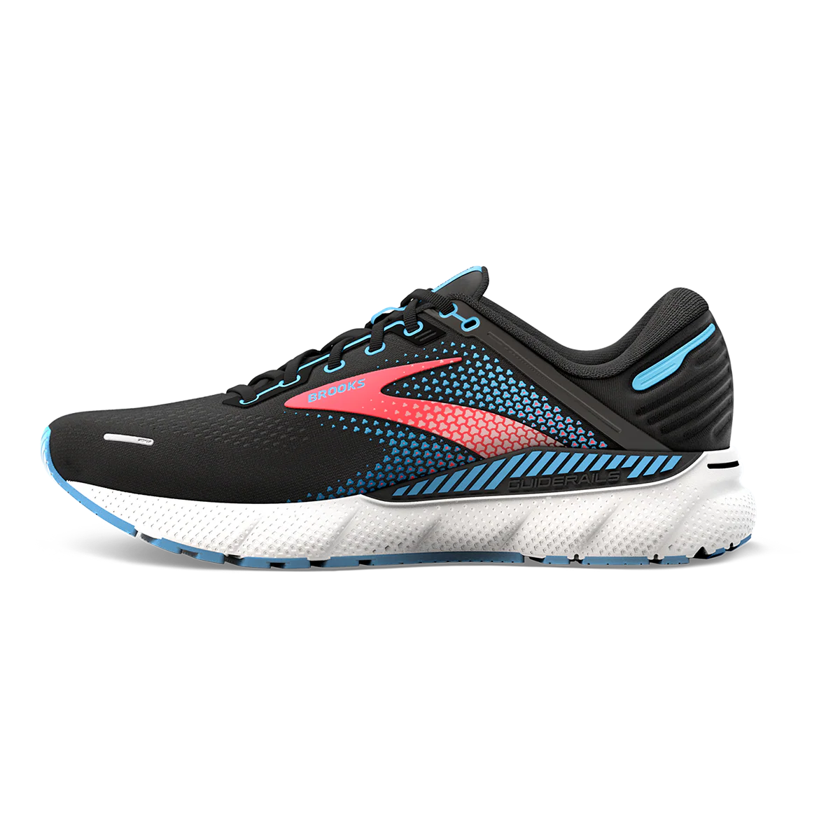Brooks Adrenaline GTS 22 - Black - Lake Blue - Coral - Image 2