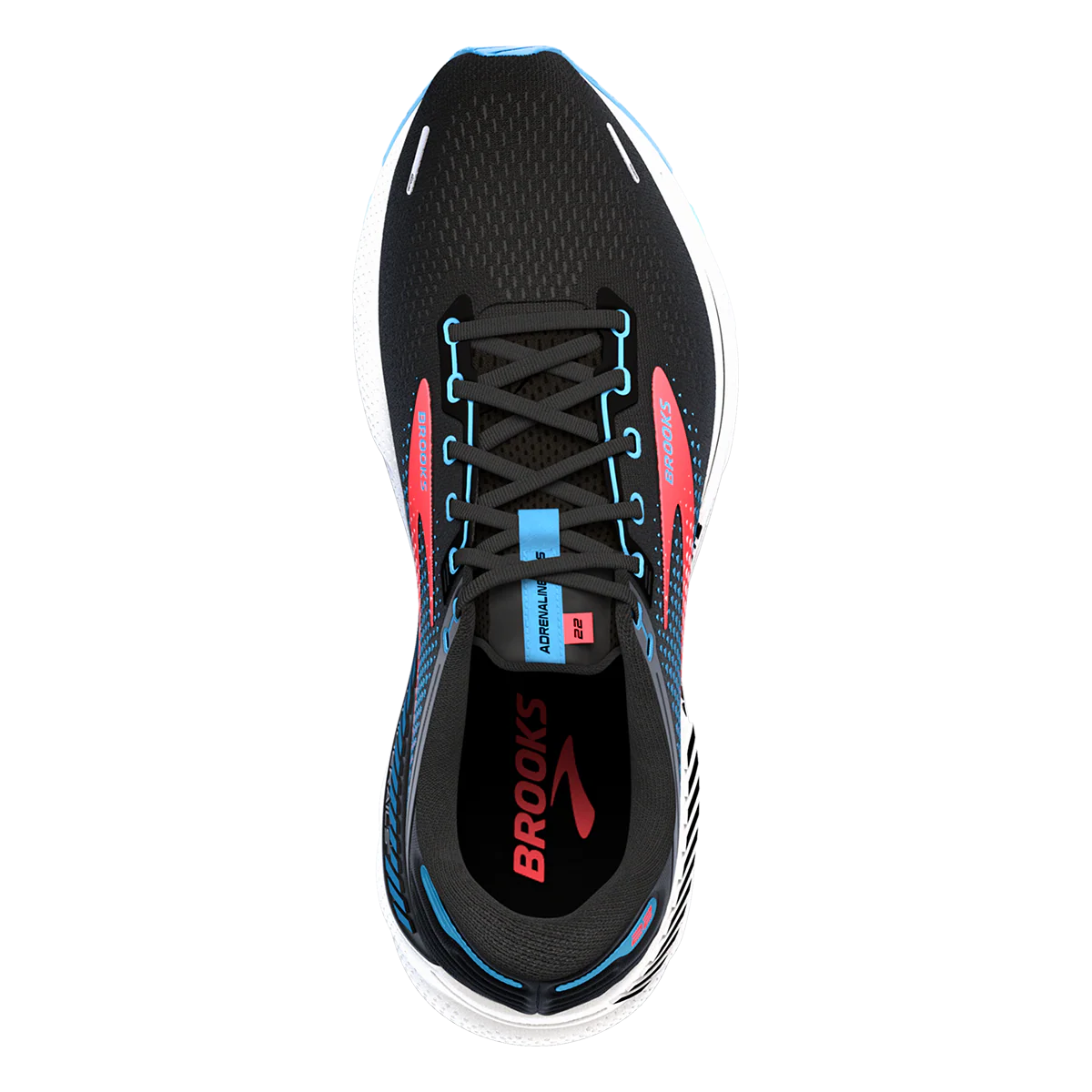 Brooks Adrenaline GTS 22 - Black - Lake Blue - Coral - Image 3