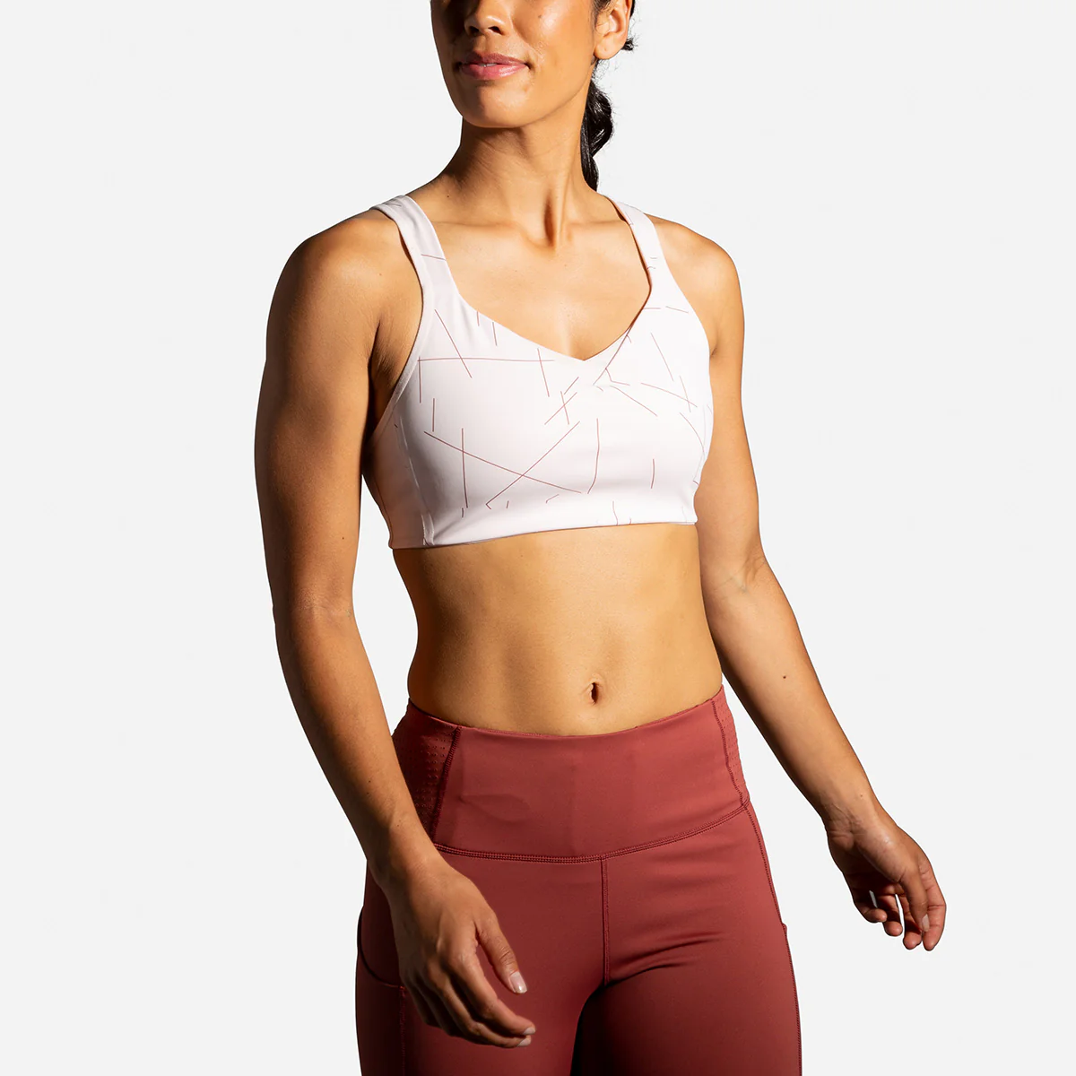 Brooks Drive Convertible Run Bra - Rosewater Geo Print - Image 9