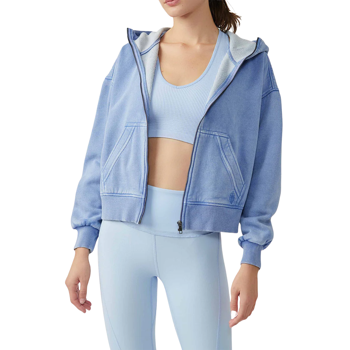 Free People Wild At Heart Zip Up Cropped Jacket
